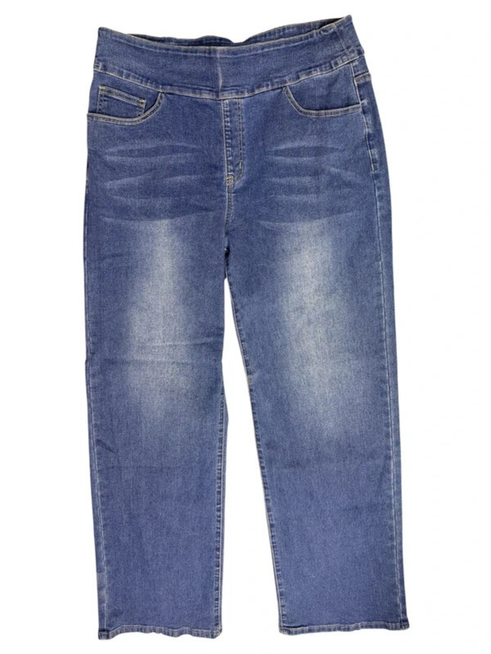 Women's XL Pull-On Wide Leg Stretch Jeans Blue Denim sku2118